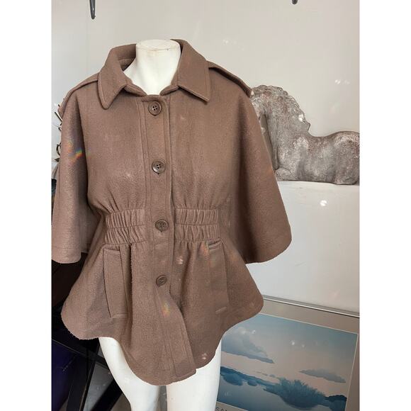 Vintage jacket, Poncho Cape Batwing, Brown Fleece Y2k - Picture 1 of 6